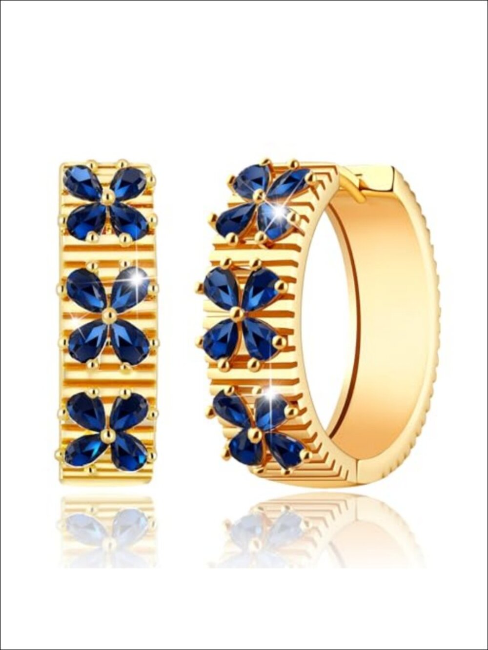 18K Gold Plated Hoop Earrings Hypoallergenic Flower Huggie Women's Gift